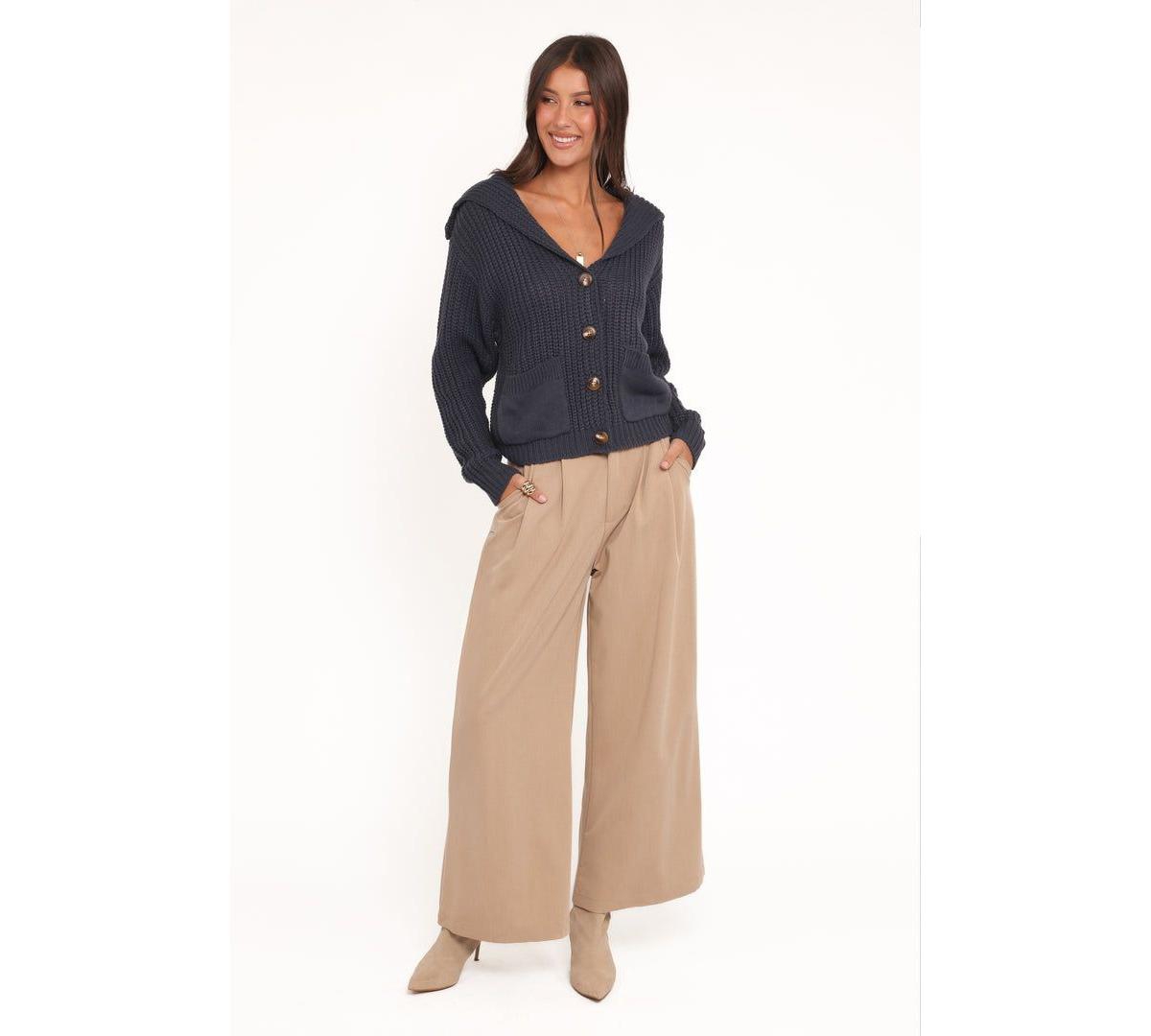 Petal and Pup Women's Amelia Oversize Collar Button Cardigan - Navy Xl