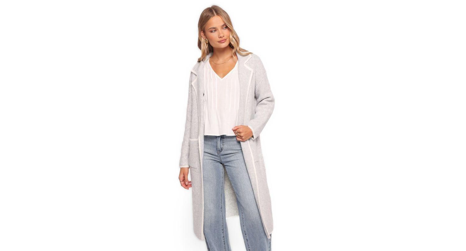 Women's Katia Contrast Trim Coatigan - Beige S/M