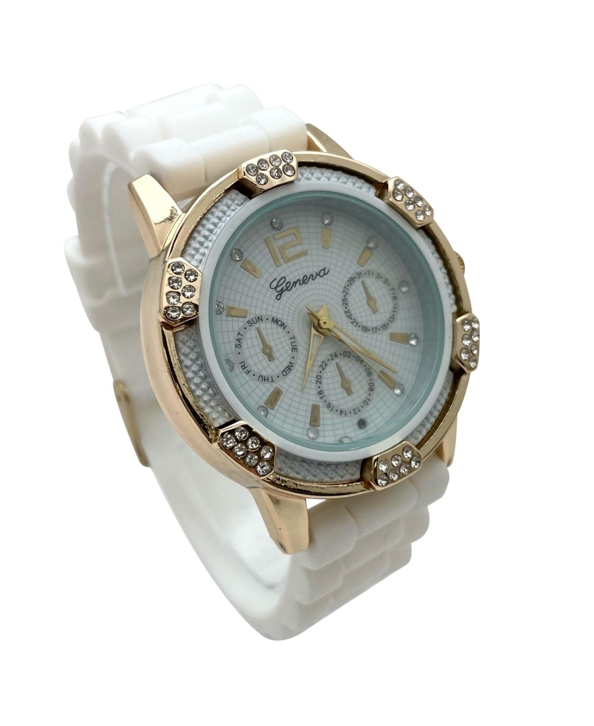 Olivia Pratt Boyfriend Big Face Silicone Strap Women Watch , White