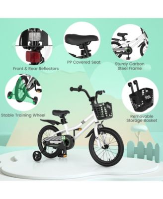 16 Inch Kids Bike with Removable Training Wheels and Adjustable Seat, Black/White