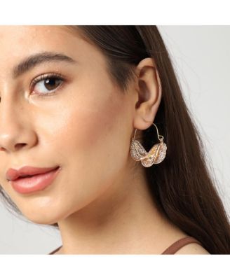 Women's Green Twisted Hoop Earrings