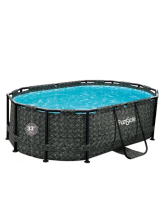 Oasis 9'10" x 6'7" Oval Above Ground Swimming Pool, Dark Herringbone
