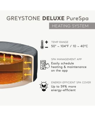 PureSpa Greystone Deluxe Spa Set, 170 Bubble Jet Hot Tub with Cover, 77"x28"
