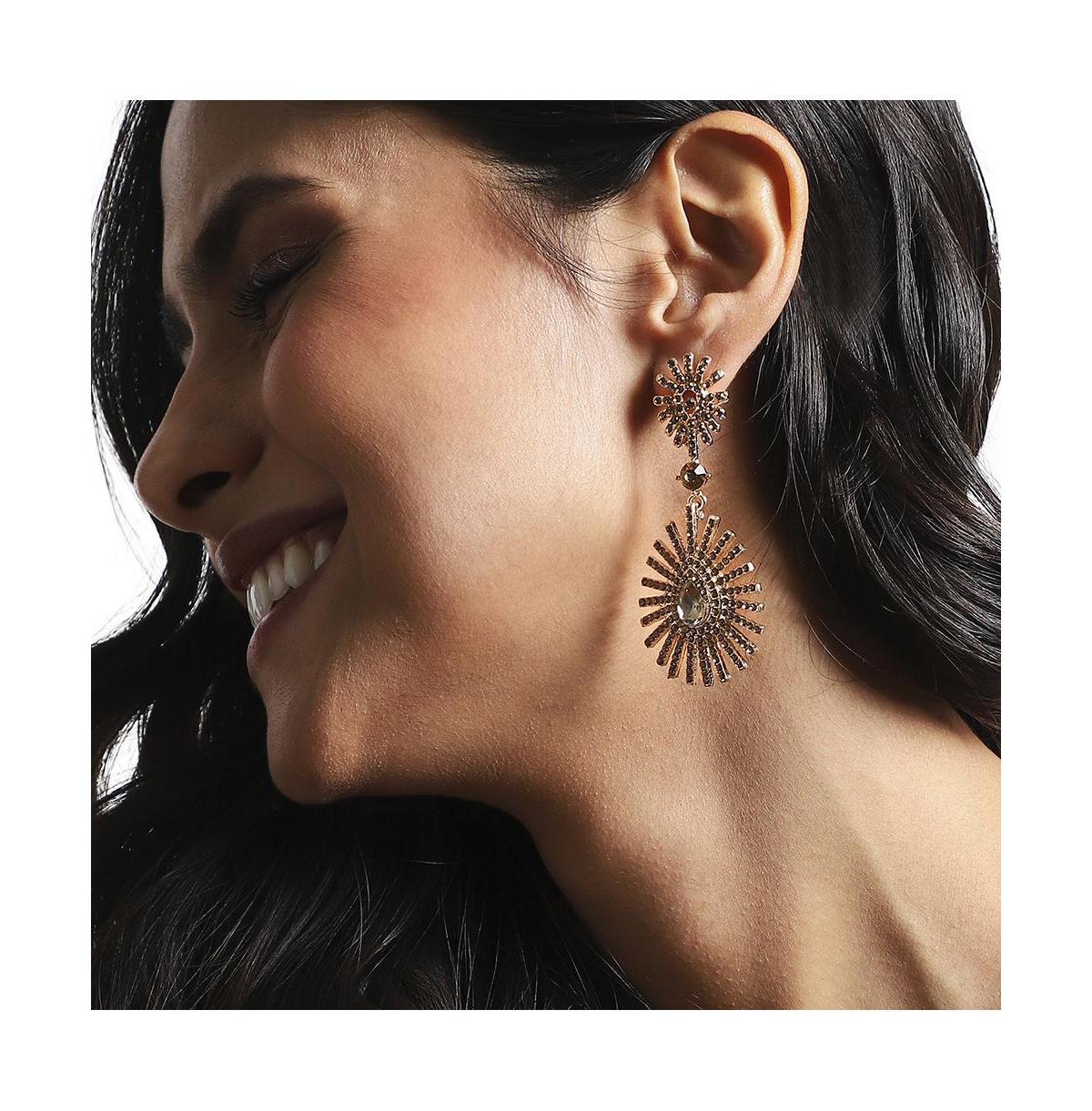 Sohi Maxi Crystal Drop Earrings In Gold