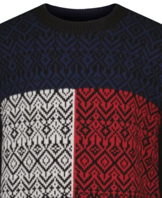 Boys' 2T-7 Flag Crewneck Cable Knit Sweater