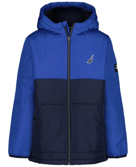 Куртка Nautica Color Block Long-Sleeve Puffer для мальчиков, цвет: Синий