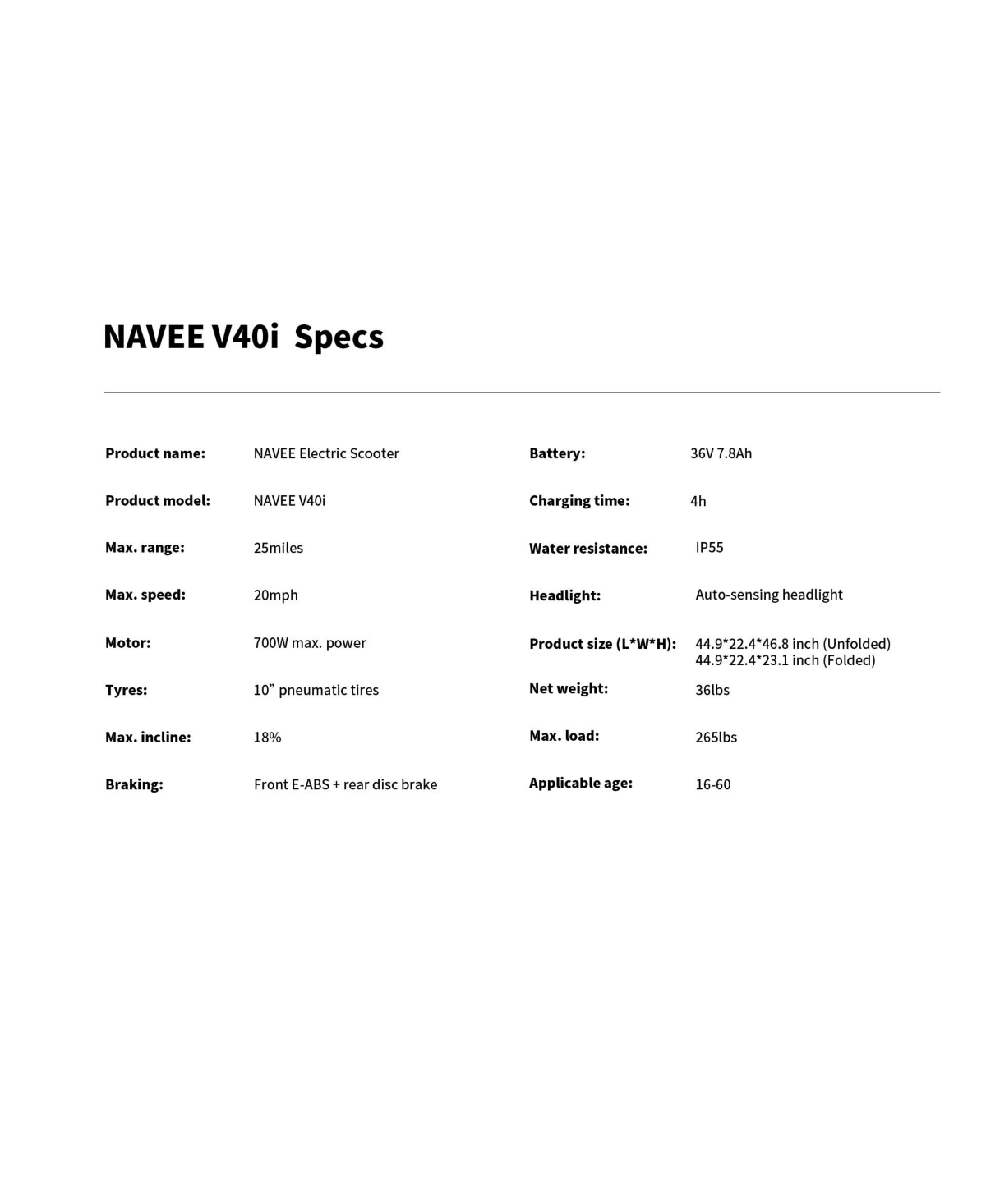 Navee V40I Electric Scooter w/25 miles Max Operating Range & 20 mph Max Speed