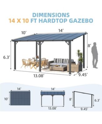 14'x10' Wall Mounted Gazebos Pergola