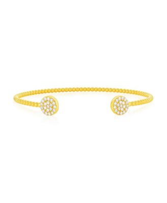 Sterling , Double Round CZ Beaded Bangle