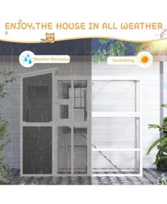 Large 4 Tiers Catio Outdoor Cat Enclosure with Weatherproof Roof