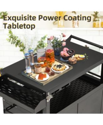 Outdoor Grill Table, 3-Tier Pizza Oven Stand Stainless Steel BBQ Prep Table