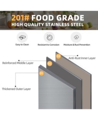 48"x18" 304 Stainless Steel Backsplash, 2 Shelves, Knife Blocks, Locking Wheels Commercial Prep Table