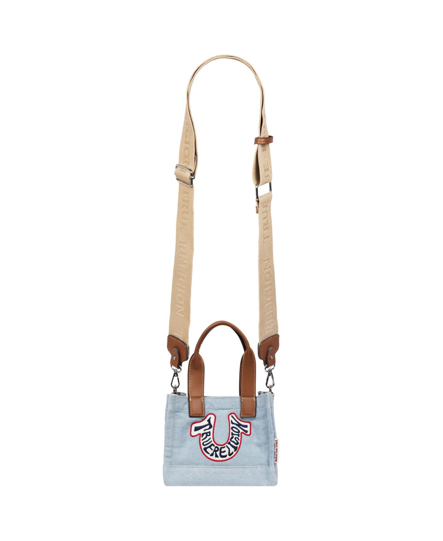 Женская сумка True Religion Retro Horseshoe Denim Mini Tote, цвет: Джинсовый — фото 5