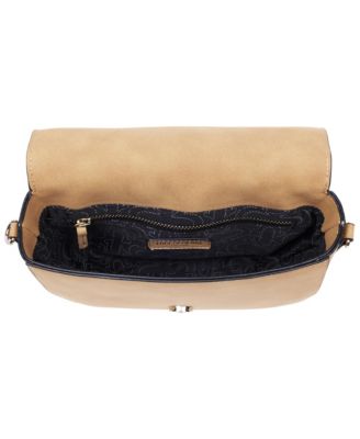 Trapunto Logo Suede Flap Crossbody