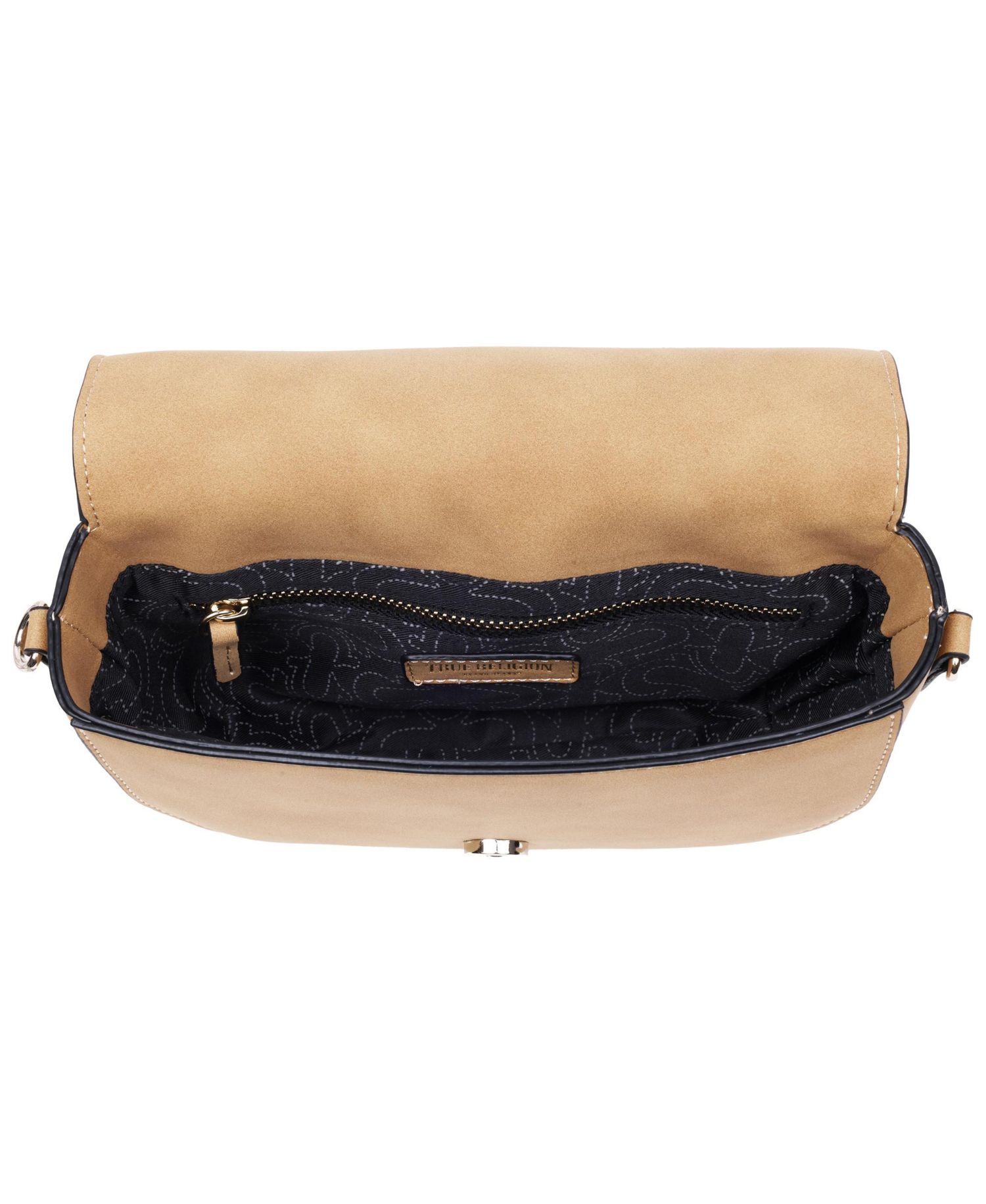 Trapunto Logo Suede Flap Crossbody