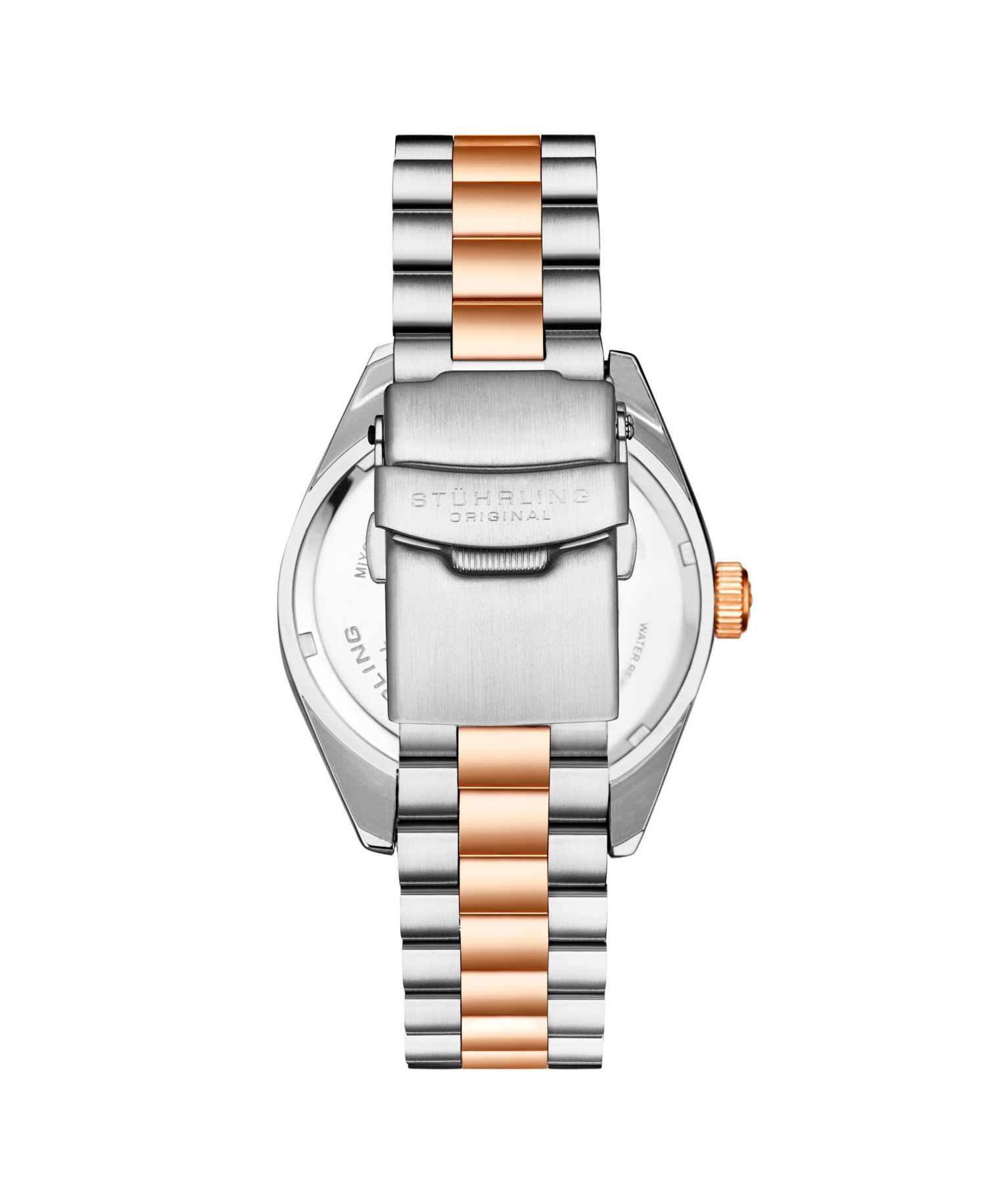 Statesman 4070 Men s Watch – Two-Tone Bracelet, White Dial, Day-Date Quartz, 42mm Fluted Bezel