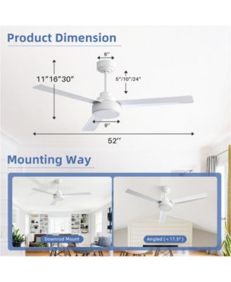 52-inch Modern 3-Blade without Light Ceiling Fan with Six Speed Remote Control and Timing Function