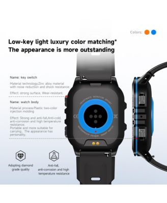 1.96'' AMOLED HD Large Screen Smart Watch For Men With Movement Call, Heart rate Blood oxygen Blood pressure monitoring, 1ATM -Blue line