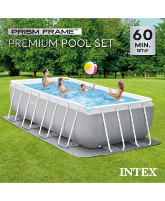 16 Foot x 42 Inch Prism Frame Rectangular Above Ground Swimming Pool Set
