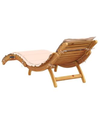 Sunlounger Beige Solid Acacia wood Regular Foldable