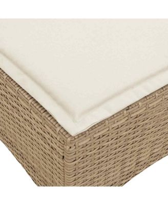 Reclining Garden Sofa Beige PE Rattan Medium Adjustable Armrests