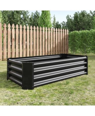 47.24"Metal Raised Garden Bed, Rectangle Raised Planter 4×2×1ft for Flowers Plants, Vegetables Herb Black