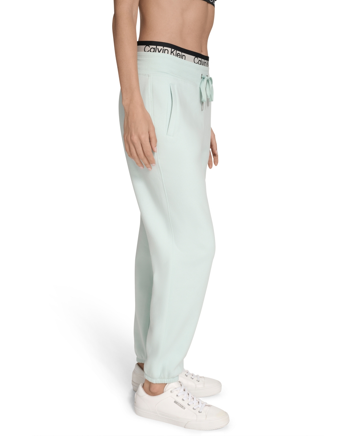 Calvin Klein Women's Performance Logo Stripe Jogger Sweatpants In Green
