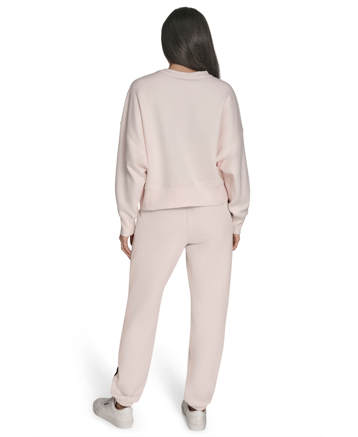 Calvin Klein Women's Performance Flocked Logo Pull-on Sweatshirt In Pink