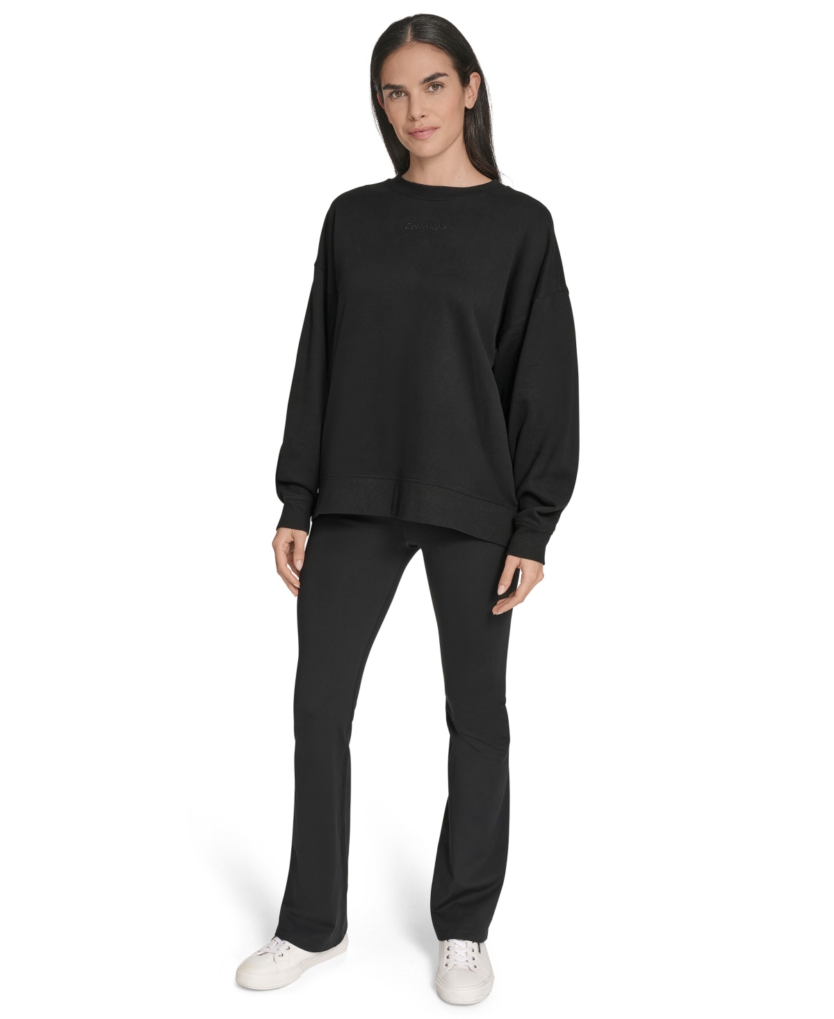 Calvin Klein Women's Performance Crew Neck Oversized Sweatshirt In Black