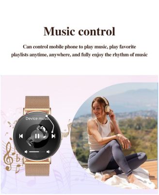 RUXING Women's Smart Watch 1.32" Full Touch Screen Bluetooth Call Silver Strap Round Dial