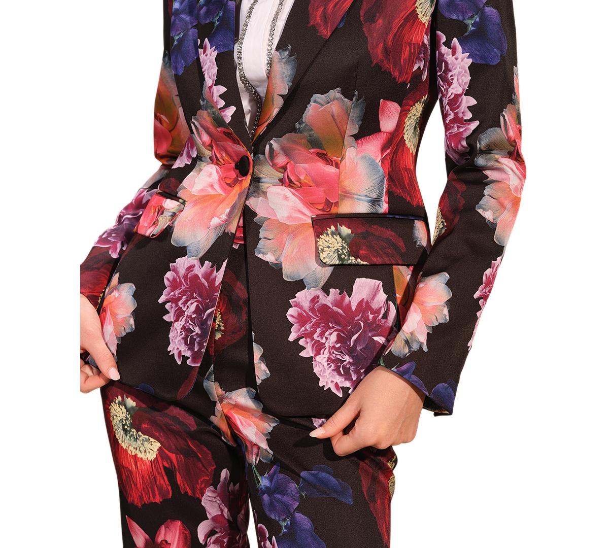 Isaac Mizrahi Women's Satin Tuxedo Long Sleeves Jacket