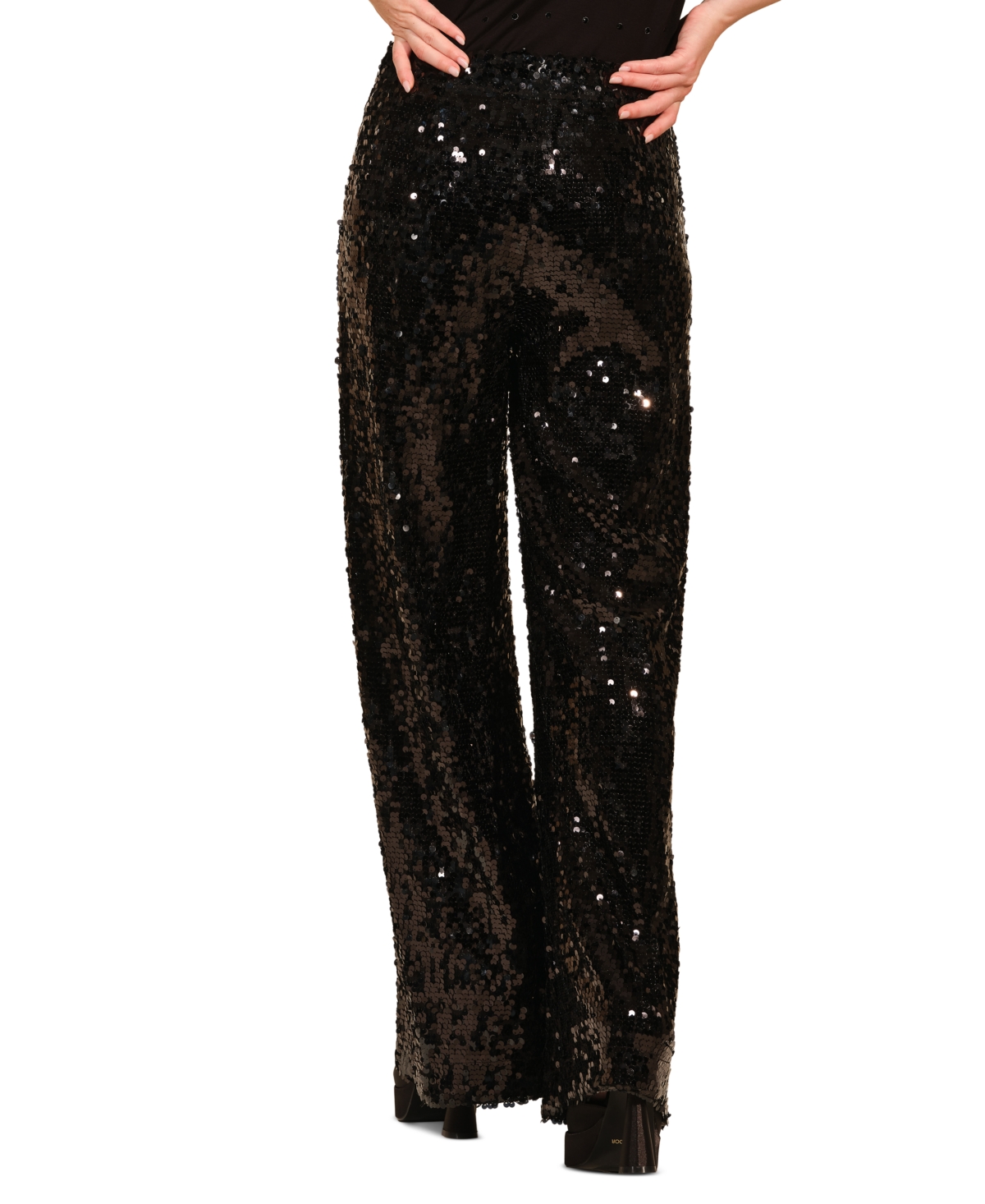 Isaac Mizrahi Women's Sequin Wide Leg Pants