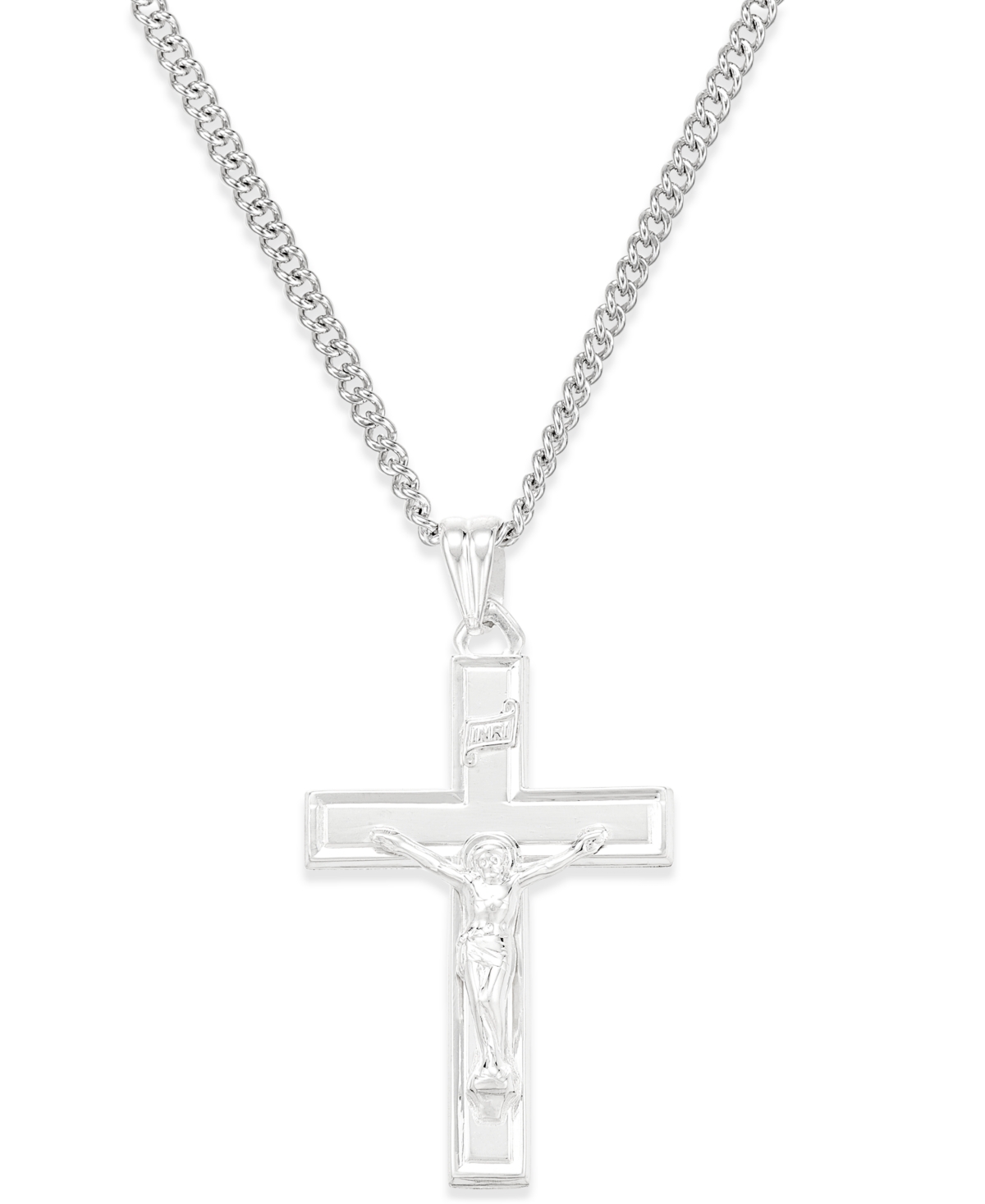 Crucifix Pendant Necklace in Sterling Silver - Silver