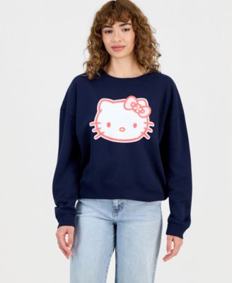 Grayson Threads, The Label - Juniors' Glitter Hello Kitty Fleece Crewneck Sweatshirt