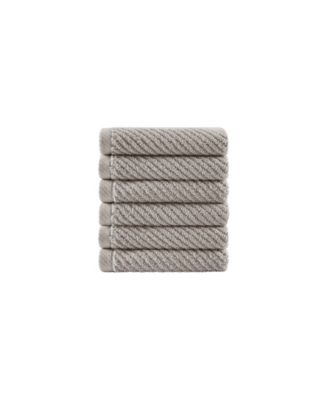 Diagonal Ribbed Cotton 6-Pc. Washcloths Set