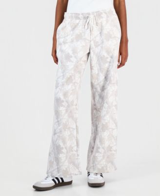 Juniors' Camo Print Wide-Leg Fleece Sweatpants