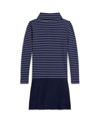 Girls' 2T-6X Striped Stretch Turtleneck Dress