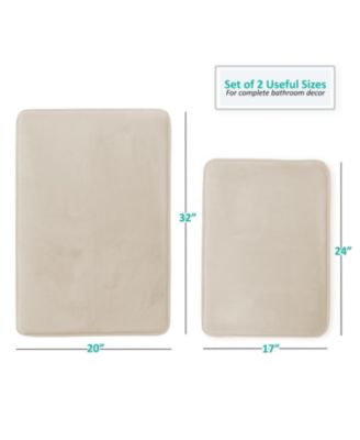 2 Piece Ultra Soft Non-Slip Plush Memory Foam Bath Rug Set - Small & Large