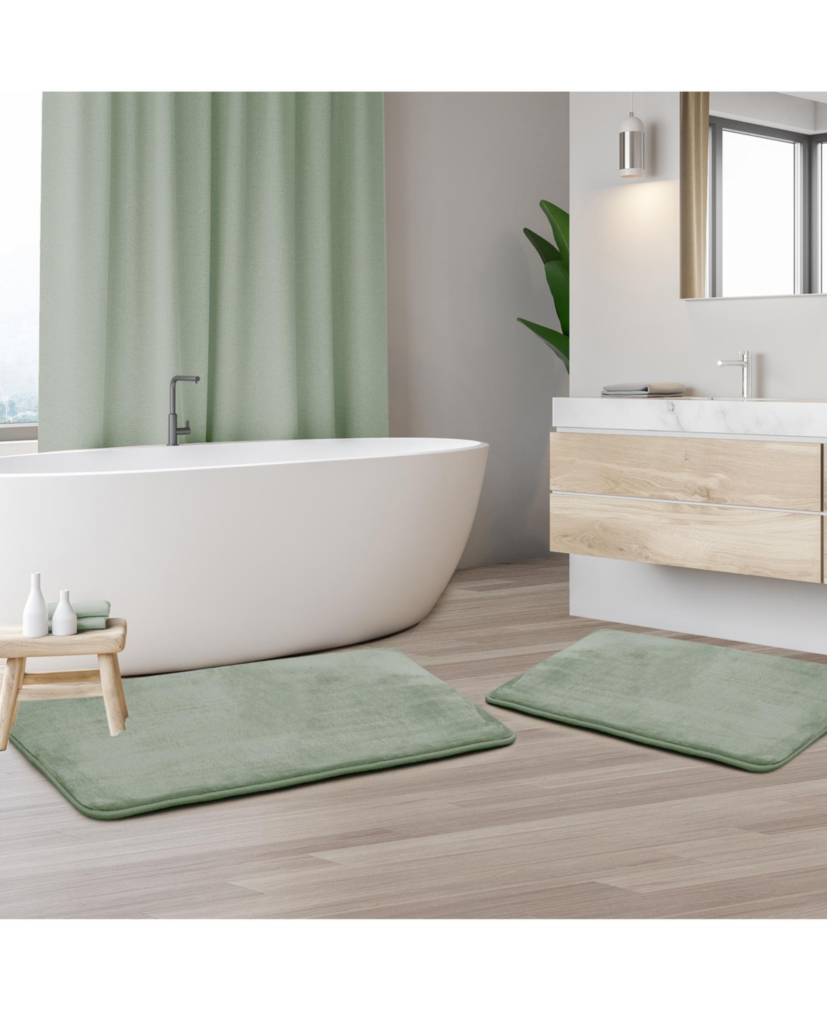 Clara Clark 2 Piece Ultra Soft Non-Slip Plush Memory Foam Bath Rug Set - Small & Large