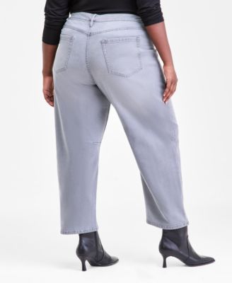 Plus Size High Rise Rhinestone Barrel-Leg Jeans, Macy's Exclusive