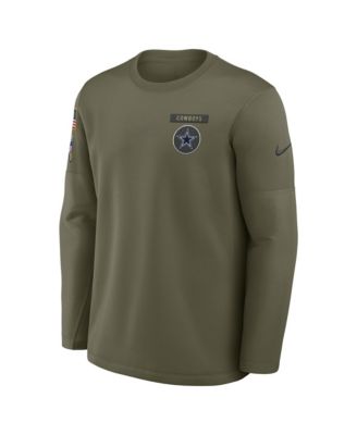 Men's Olive Dallas Cowboys 2025 Salute to Service Coaches Therma-Fit Long Sleeve T-Shirt