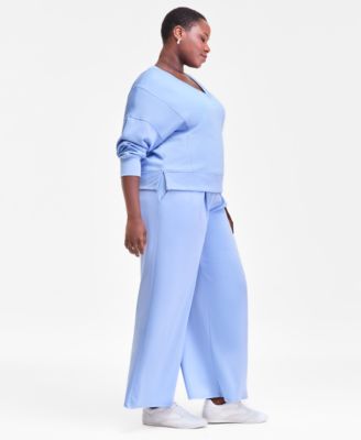 Plus Size V-Neck Long-Sleeve Top & Wide Leg Pants, Macy's Exclusive 