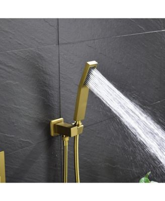 Ceiling Mount Shower Faucet Set with Rain Mixer, Hand Shower and Tub Spout