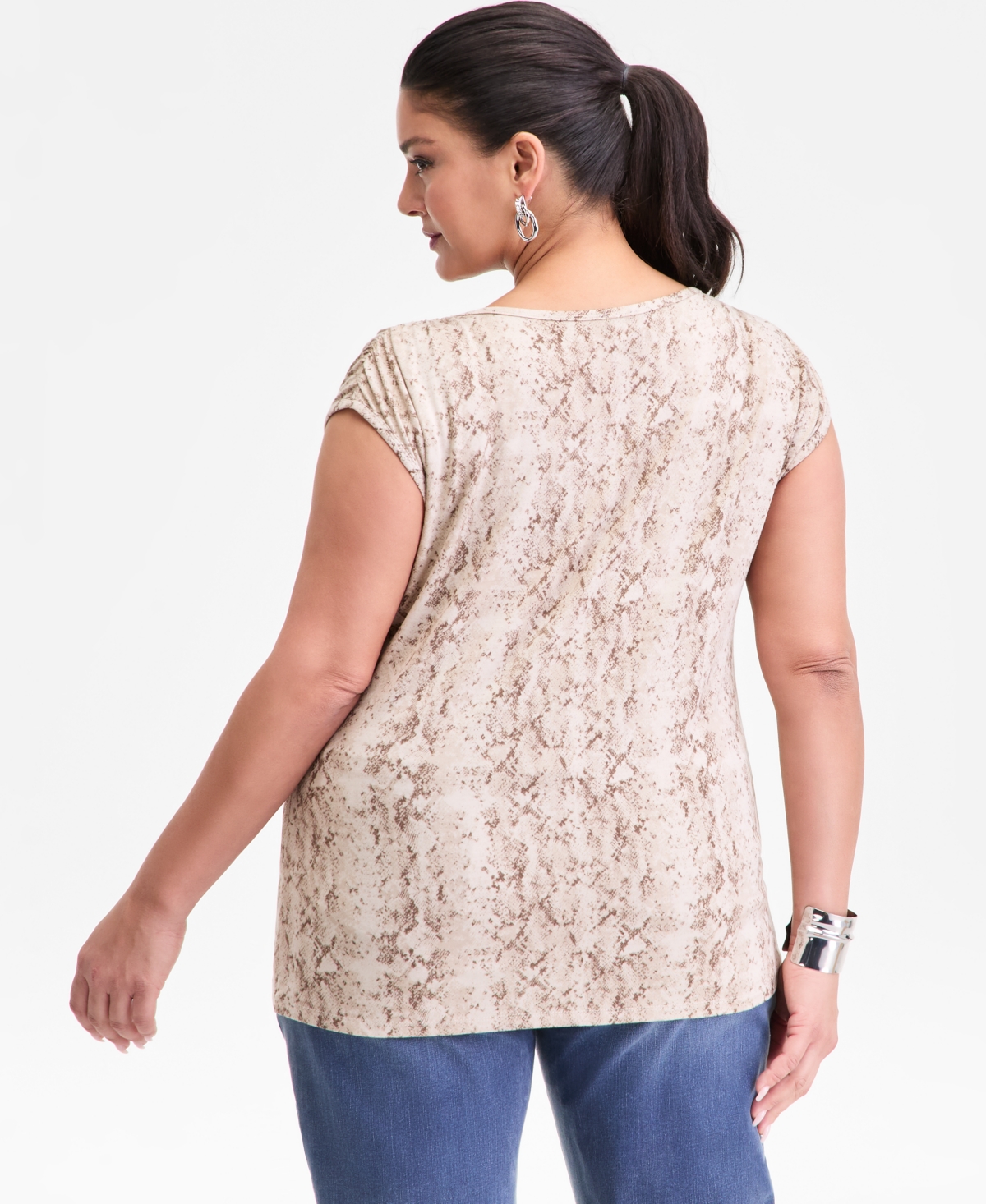 I.n.c. International Concepts Plus Printed Gathered-Shoulder Tank, Macy's Exclusive