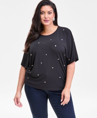 I.N.C. International Concepts - Plus Size Embellished Dolman-Sleeve Top
