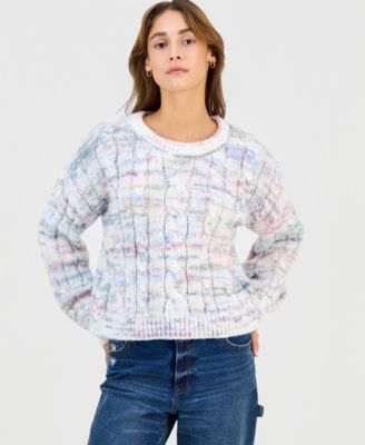 Hippie Rose - Juniors' Chunky Cable-Knit Crewneck Sweater