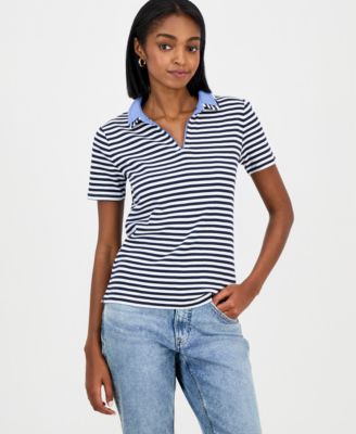 Nautica Women's Cotton Double-Collar Polo T-Shirt