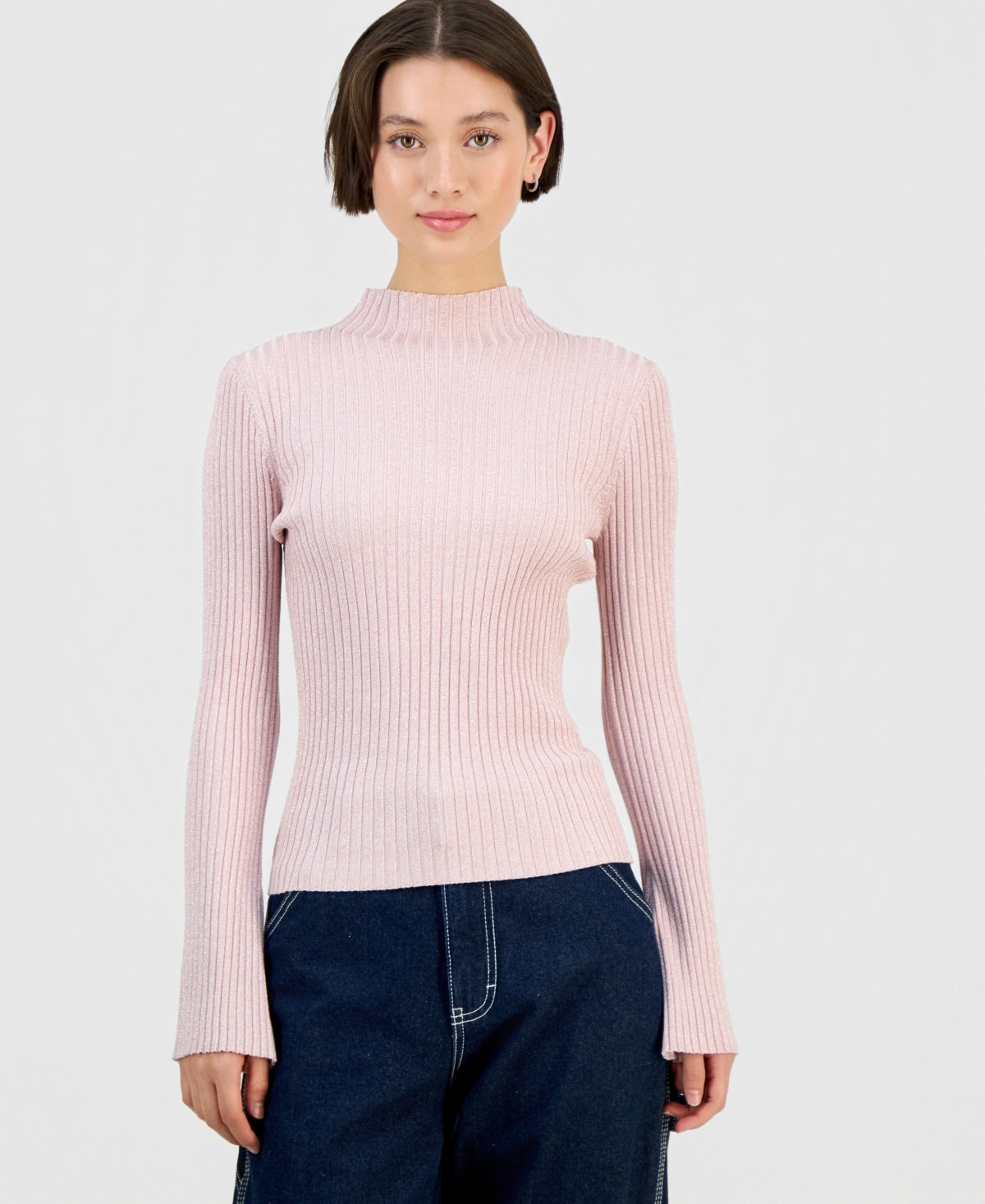 Hooked Up by Iot Junior's Mock-Neck Long-Sleeve Sweater