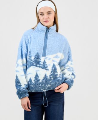 Sincerely Jules - Juniors' Printed Quarter-Zip Fleece Jacket
