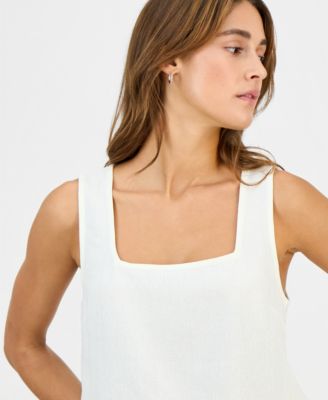 Juniors' Square-Neck Linen Tank Top
